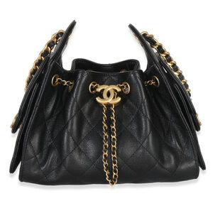 Chanel 26P Black Quilted Caviar Mini Chanel 25 Hobo Handbag